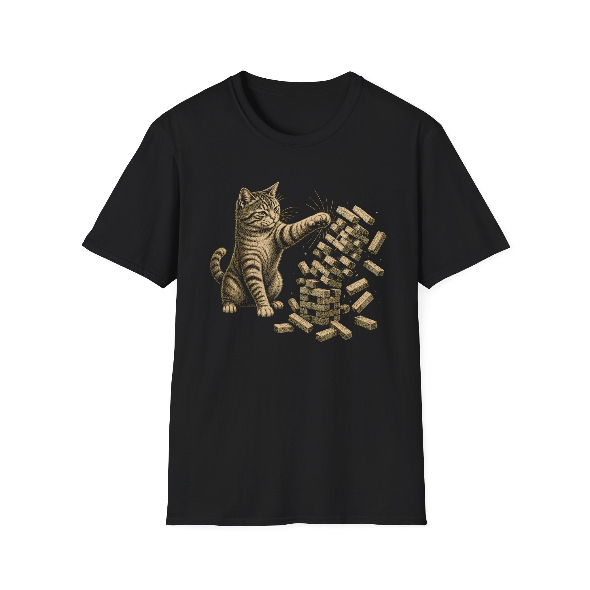 Cat vs Block Tower T-Shirt