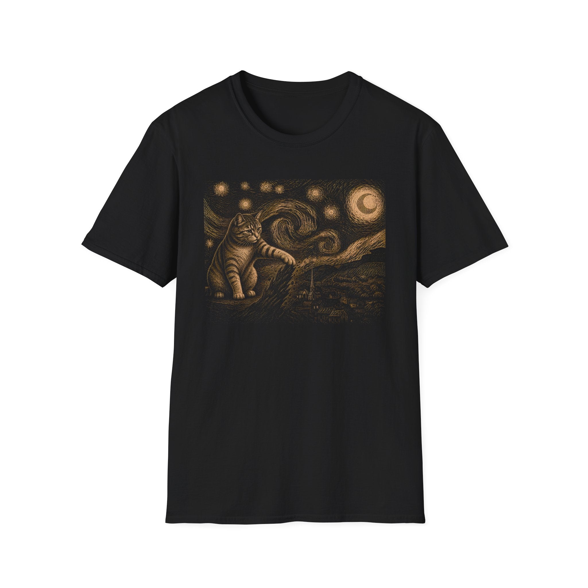 Cat vs Starry Night T-Shirt