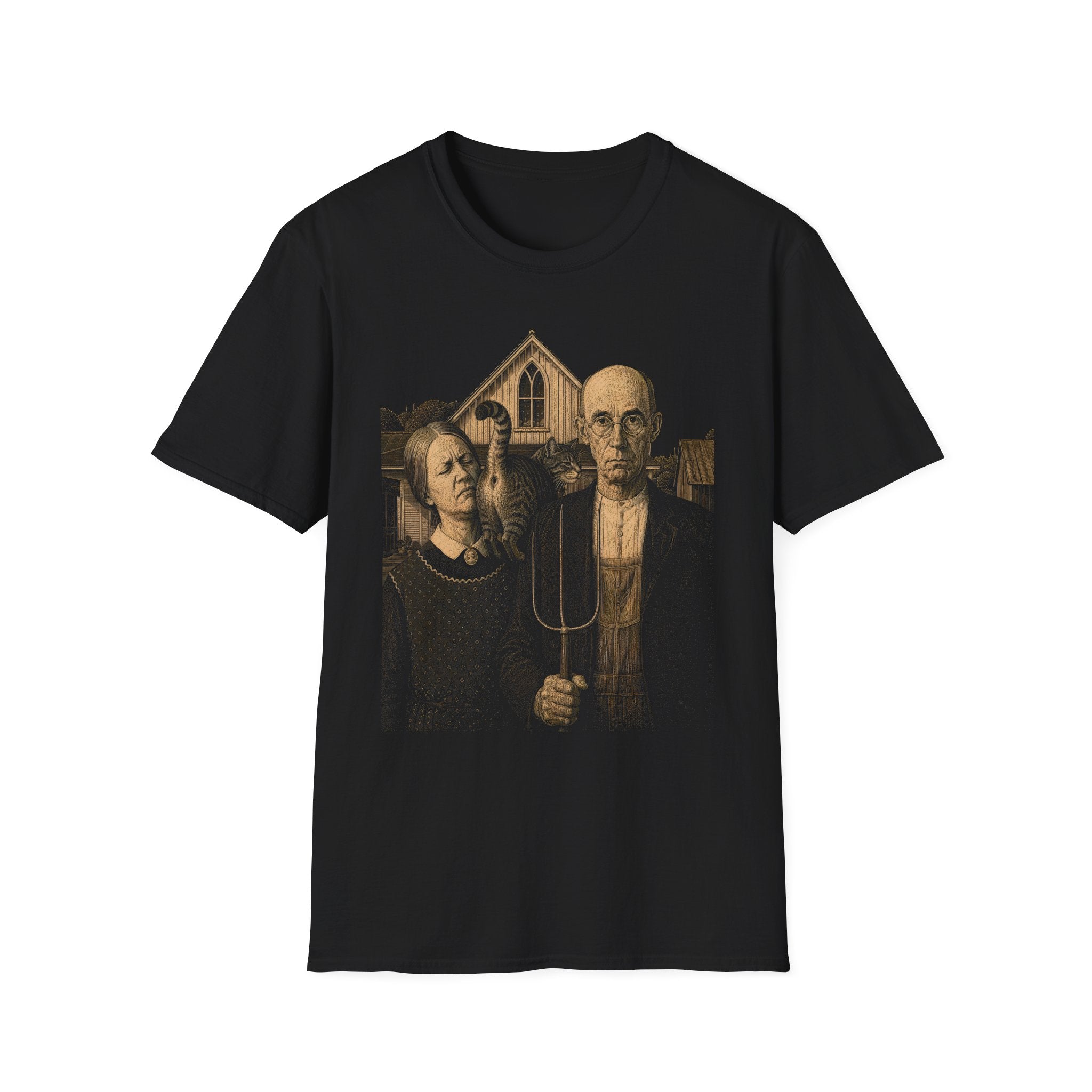 Cat vs American Gothic T-Shirt