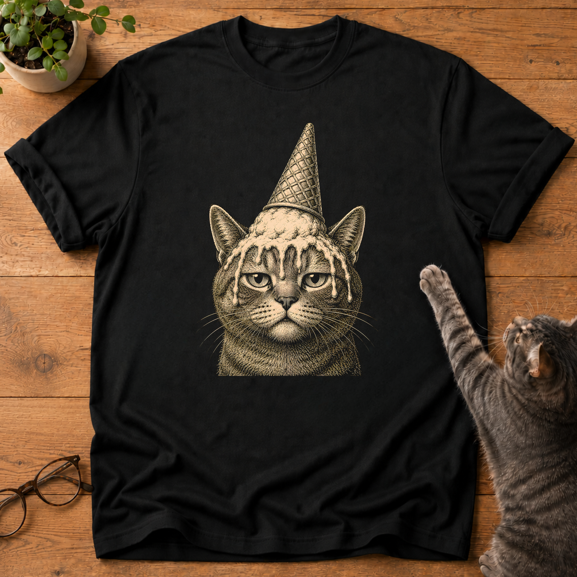 Cat vs Ice Cream Cone T-Shirt