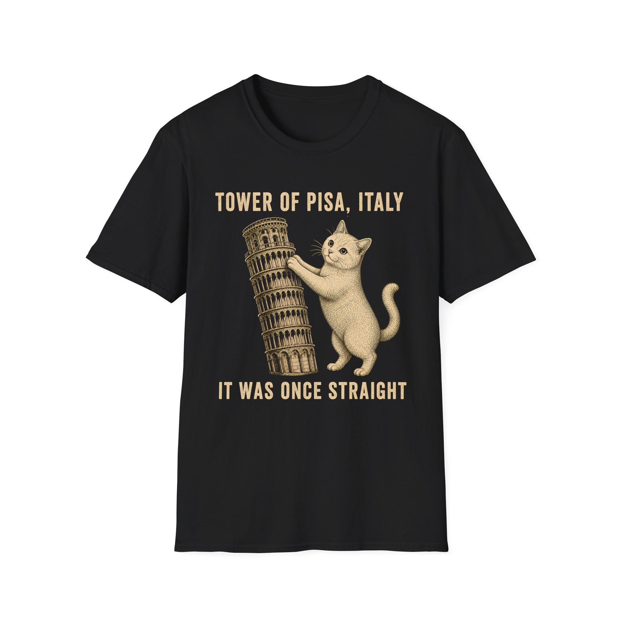 Cat vs Tower Of Pisa T-Shirt